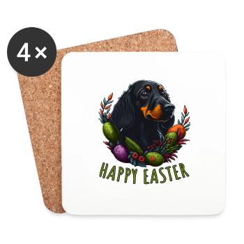 Happy Easter Doux chien teckel Pâques - Dessous de verre (lot de 4) - blanc - Devant