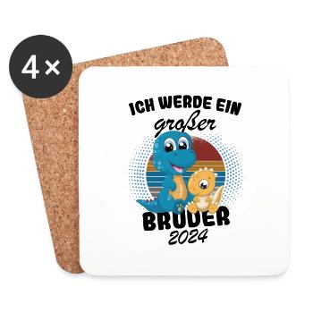 Ich Werde Großer Bruder 2024 - Untersetzer (4er-Set) - Weiß - Vorne