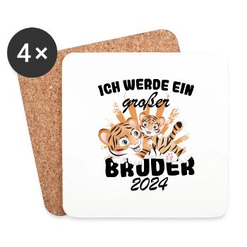 Ich Werde Großer Bruder 2024 - Untersetzer (4er-Set) - Weiß - Vorne