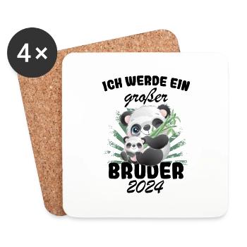 Ich Werde Großer Bruder 2024 - Untersetzer (4er-Set) - Weiß - Vorne