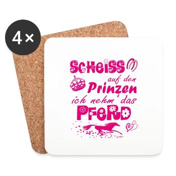 Scheiß auf den Prinzen, ich nehm' das Pferd - Untersetzer (4er-Set) - Weiß - Vorne