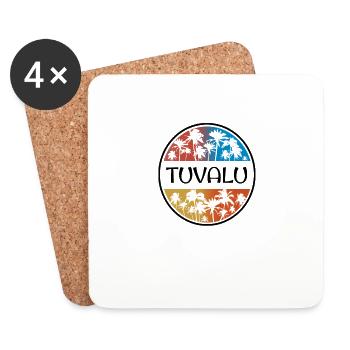 Tuvalu Polynesia Palm Tree Stylish Vacation - Coasters (set of 4) - white - Front