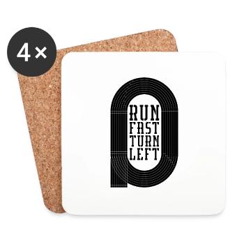 Run Fast Turn Left Retro Triathlon Race Sprinter - Coasters (set of 4) - white - Front