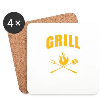 Grill Sergeant Funny BBQ Grill Meat Lovers - Coasters (set of 4) - white - Front