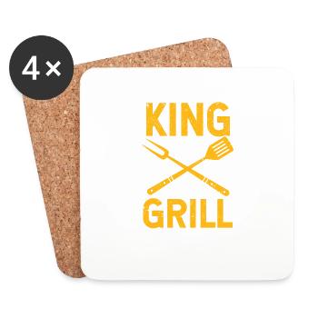 King of Grill Fun Grilling Master Chef Chef - Coasters (set of 4) - white - Front