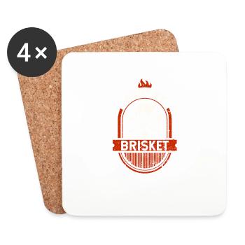 Body By Brisket BBQ Cookout Funny Grillen Fleisch - Untersetzer (4er-Set) - Weiß - Vorne