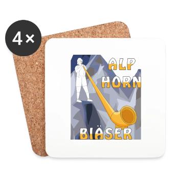 ALPHORN BLÄSER - Untersetzer (4er-Set) - Weiß - Vorne