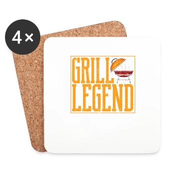 Grill Legend BBQ Meat Smoking Grilling Love - Coasters (set of 4) - white - Front
