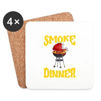 Là où il y a de la fumée, il y a aussi le dîner barbecue - Dessous de verre (lot de 4) - blanc - Devant