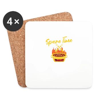 Ce que je fais pendant mon temps libre Barbecue - Dessous de verre (lot de 4) - blanc - Devant