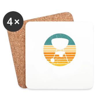 BBQ Grill Meat Lovers Retro Barbecue 80s - Coasters (set of 4) - white - Front
