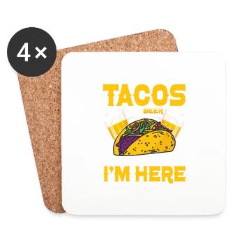Tacos et bières C’est pourquoi je suis ici Party Cinco De - Dessous de verre (lot de 4) - blanc - Devant