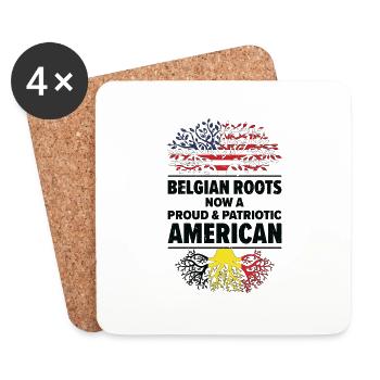 Born Belgian Belgium American USA Citizenship - Coasters (set of 4) - white - Front