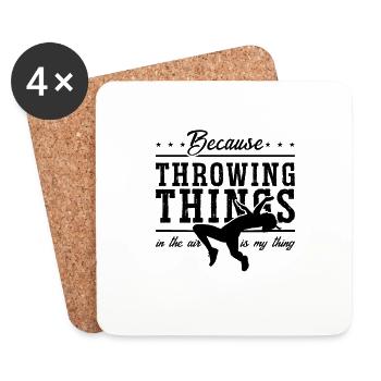 Because Throwing Things In Race Running Sprinter - Untersetzer (4er-Set) - Weiß - Vorne