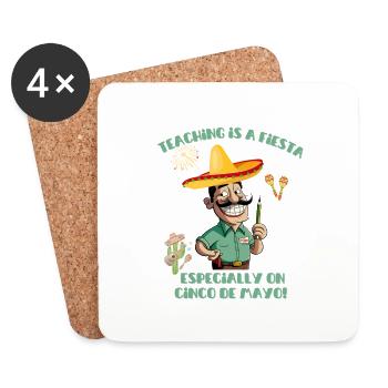 Drôle de professeur au Cinco de Mayo Mexique - Dessous de verre (lot de 4) - blanc - Devant