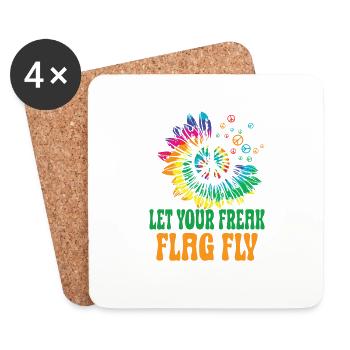Hippie Peace Sign Peace Flowers Flower Child - Dessous de verre (lot de 4) - blanc - Devant