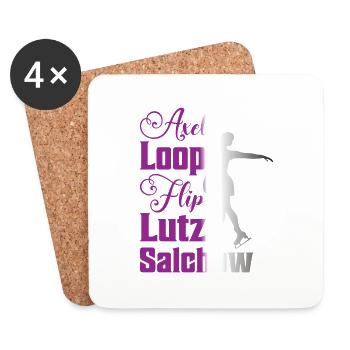 Axel Loop Flip Lutz Salchow Figure de patinage sur glace - Dessous de verre (lot de 4) - blanc - Devant