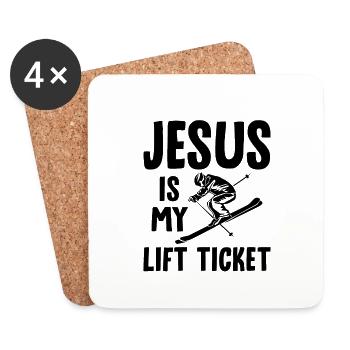 Jesus Is My Lift Ticket 4 - Coasters (set of 4) - white - Front