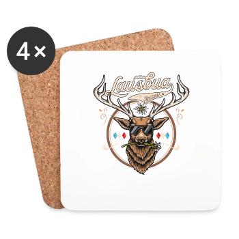 Lausbua T-Shirt Herren Trachtenshirt Kinder Hirsch - Untersetzer (4er-Set) - Weiß - Vorne