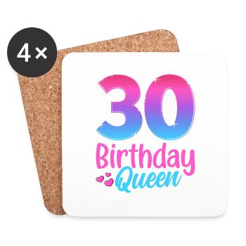 Anniversaire Queen 30 Geburtstag - Dessous de verre (lot de 4) - blanc - Devant