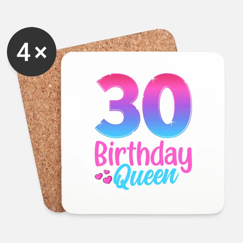 Birthday Queen 30 Geburtstag - Untersetzer (4er-Set) - Weiß