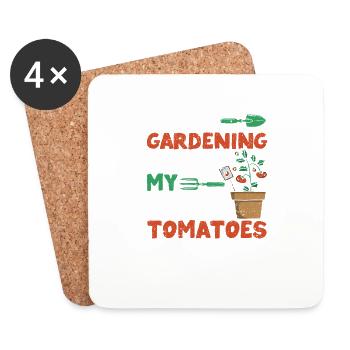 J’adore jardiner avec mes tomates de tête - Dessous de verre (lot de 4) - blanc - Devant