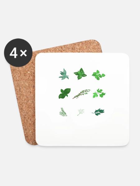 Herbs Types Plants Funny Gardening Plant - Coasters (set of 4) - white