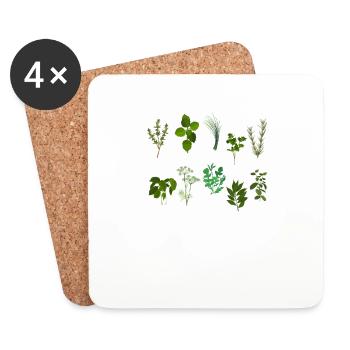 Types d’herbes Plantes Drôle de plante de jardinage - Dessous de verre (lot de 4) - blanc - Devant