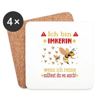 Ich bin Imkerin wenn ich renne solltest du es auch - Untersetzer (4er-Set) - Weiß - Vorne