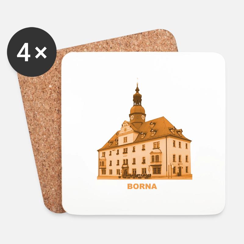 Borna Rathaus Leipzig Sachsen - Untersetzer (4er-Set) - Weiß