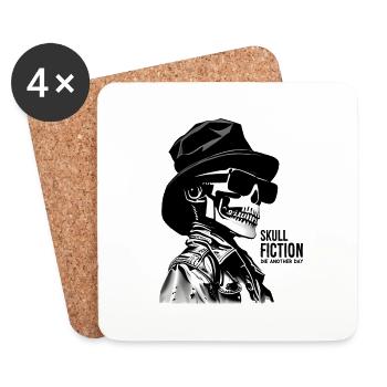 Skull Fiction Totenkopf Schädel Kunst - Untersetzer (4er-Set) - Weiß - Vorne