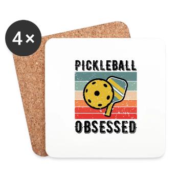 Pickleball Obsessed Funny Pickleball Lover - Coasters (set of 4) - white - Front