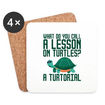 Comment appelez-vous une leçon sur les tortues, un tourtorial2 - Dessous de verre (lot de 4) - blanc - Devant
