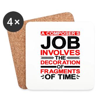A composer's job is the decoration of fragments 1 - Coasters (set of 4) - white - Front