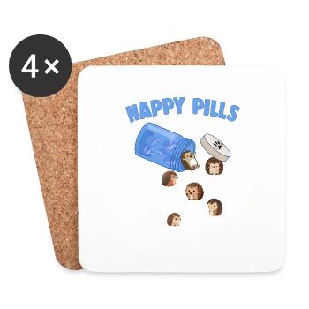 Happy Pills Hedghogs Lustige Skurrile Igelliebe - Untersetzer (4er-Set) - Weiß - Vorne