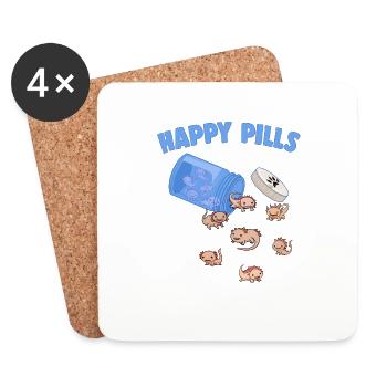 Happy Pills Axolotls Funny Axolotl Lover Humor Pun - Coasters (set of 4) - white - Front