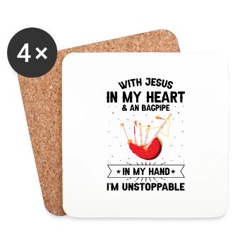 Bagpipe training and bagpipe playing - Coasters (set of 4) - white - Front