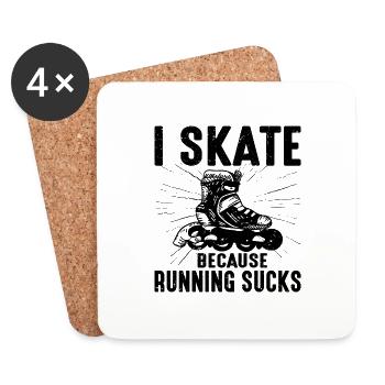 I Skate Because Running Sucks 2 - Untersetzer (4er-Set) - Weiß - Vorne