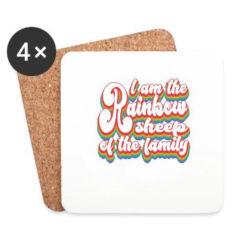 Ich bin das Regenbogenschaf der Familie - Pride - Untersetzer (4er-Set) - Weiß - Vorne
