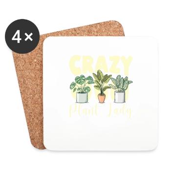 Crazy Plant Lady Frauen Mom Girl Lustige Garten - Untersetzer (4er-Set) - Weiß - Vorne