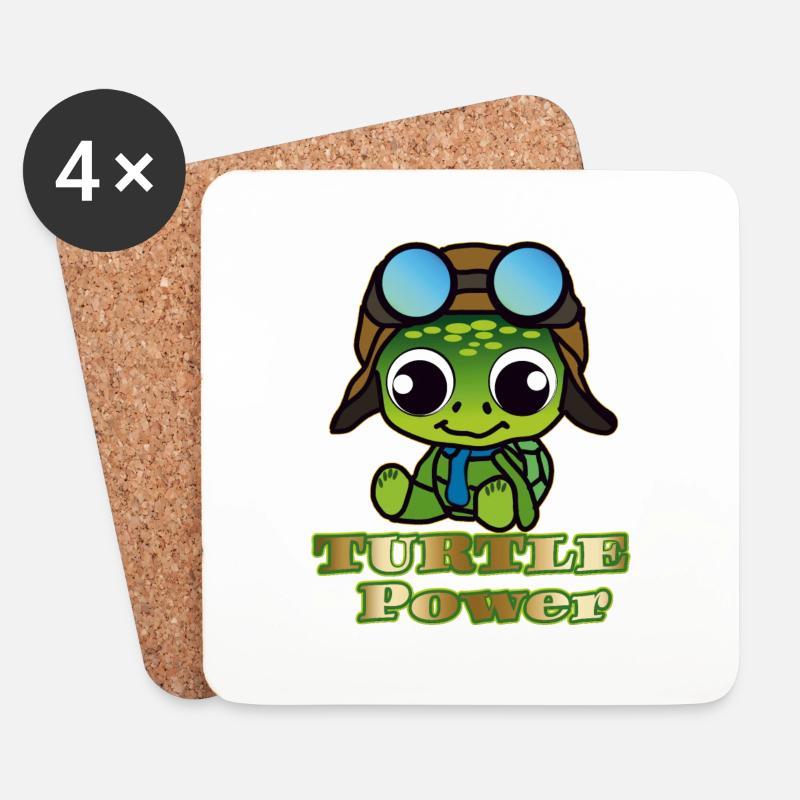 Turtle Power - Untersetzer (4er-Set) - Weiß