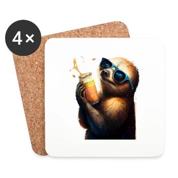 Coolest beer drinker: a sloth - Coasters (set of 4) - white - Front