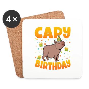 Capy Birthday - Untersetzer (4er-Set) - Weiß - Vorne