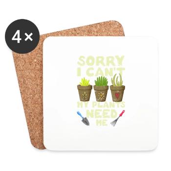 Désolé, je ne peux pas utiliser mes plantes - Dessous de verre (lot de 4) - blanc - Devant
