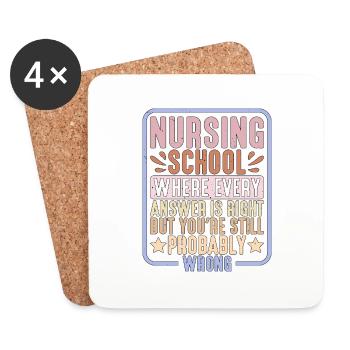 École d’infirmières où chaque réponse est juste 2 - Dessous de verre (lot de 4) - blanc - Devant