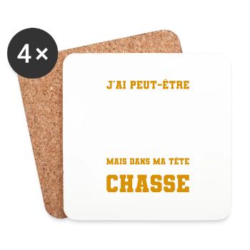 Mais Dans Ma Tête Je Suis À La Chasse Chasseur - Dessous de verre (lot de 4) - blanc - Devant