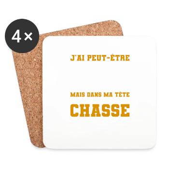 Mais Dans Ma Tête Je Suis À La Chasse Chasseur - Dessous de verre (lot de 4) - blanc - Devant