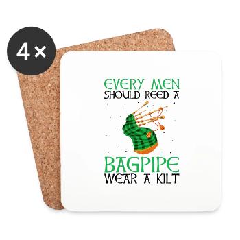 Bagpipe teacher quote and bagpipe players - Coasters (set of 4) - white - Front