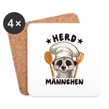 Herdmännchen Erdmännchen Koch - Untersetzer (4er-Set) - Weiß - Vorne