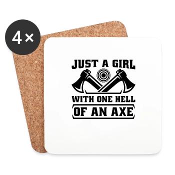 Just A Girl With One Double Axe Lover Axe Thrower - Untersetzer (4er-Set) - Weiß - Vorne